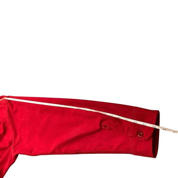 VTG Amana Woolen Mill Shirt Men Large Chamois Cotton Solid Red Long Sleeve - Picture 11 of 12